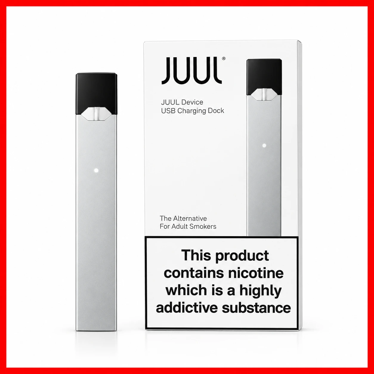 Juul Device Rechargeable Pod with USB Charger (Silver)