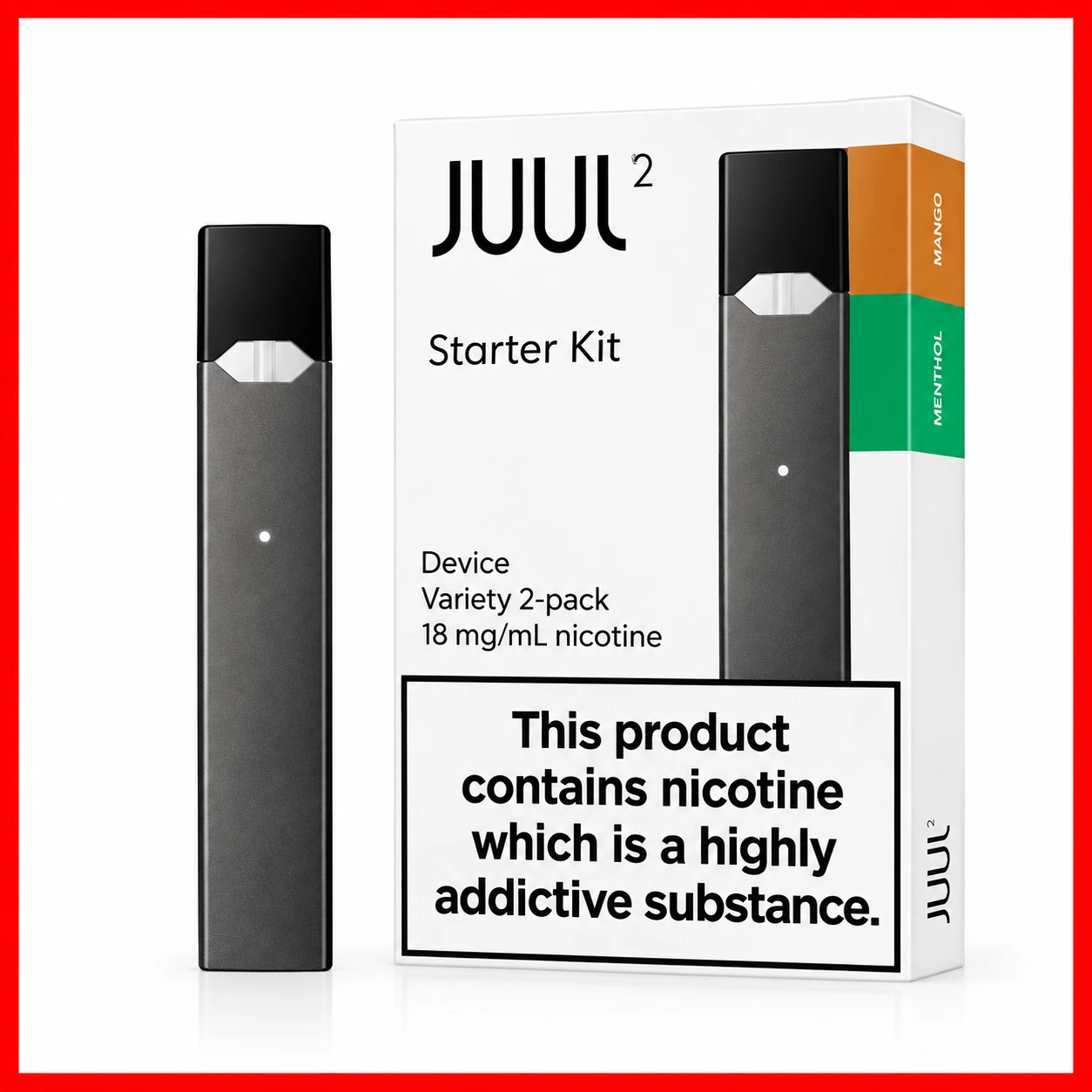 Juul2 Starter Kit – Device, Dock & 2 Pods Included