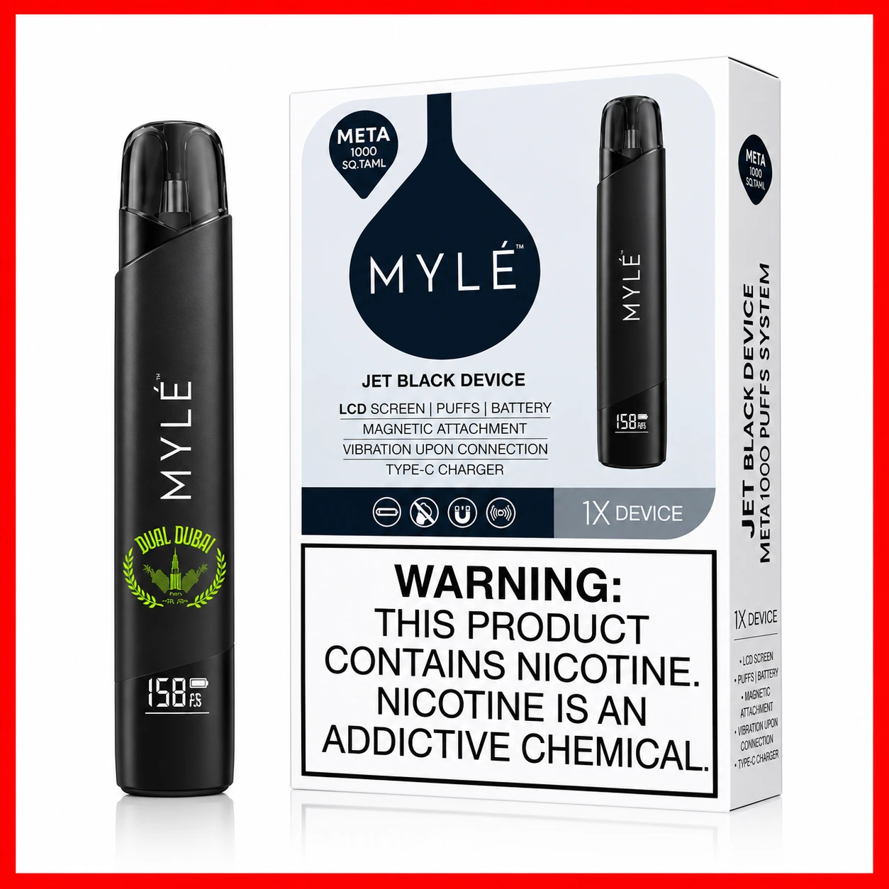 Myle V5 Jet Black Meta Device – Rechargeable Closed Pod System