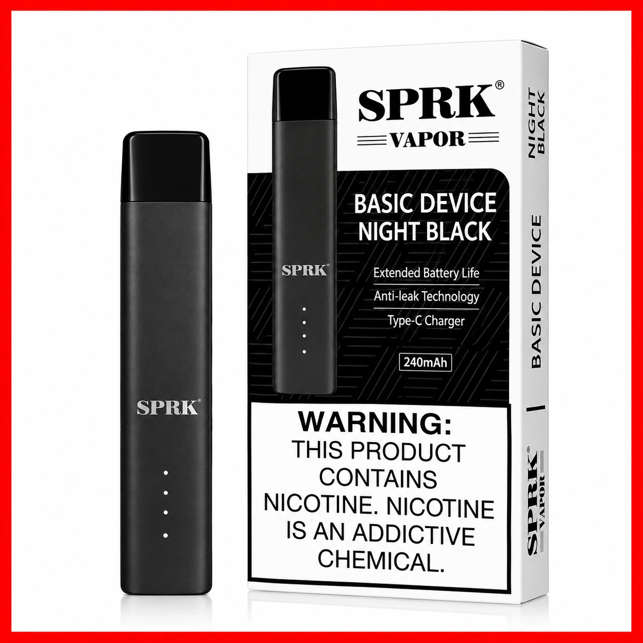 SPRK Vapor Device Night Black – Rechargeable Closed Pod System