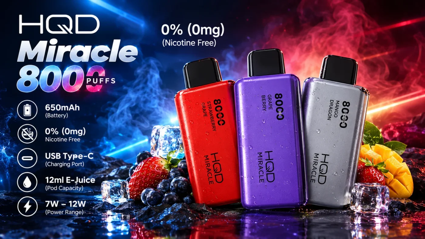HQD Miracle 8000 Puffs Zero Nicotine: Complete Flavor Guide for UAE Vapers