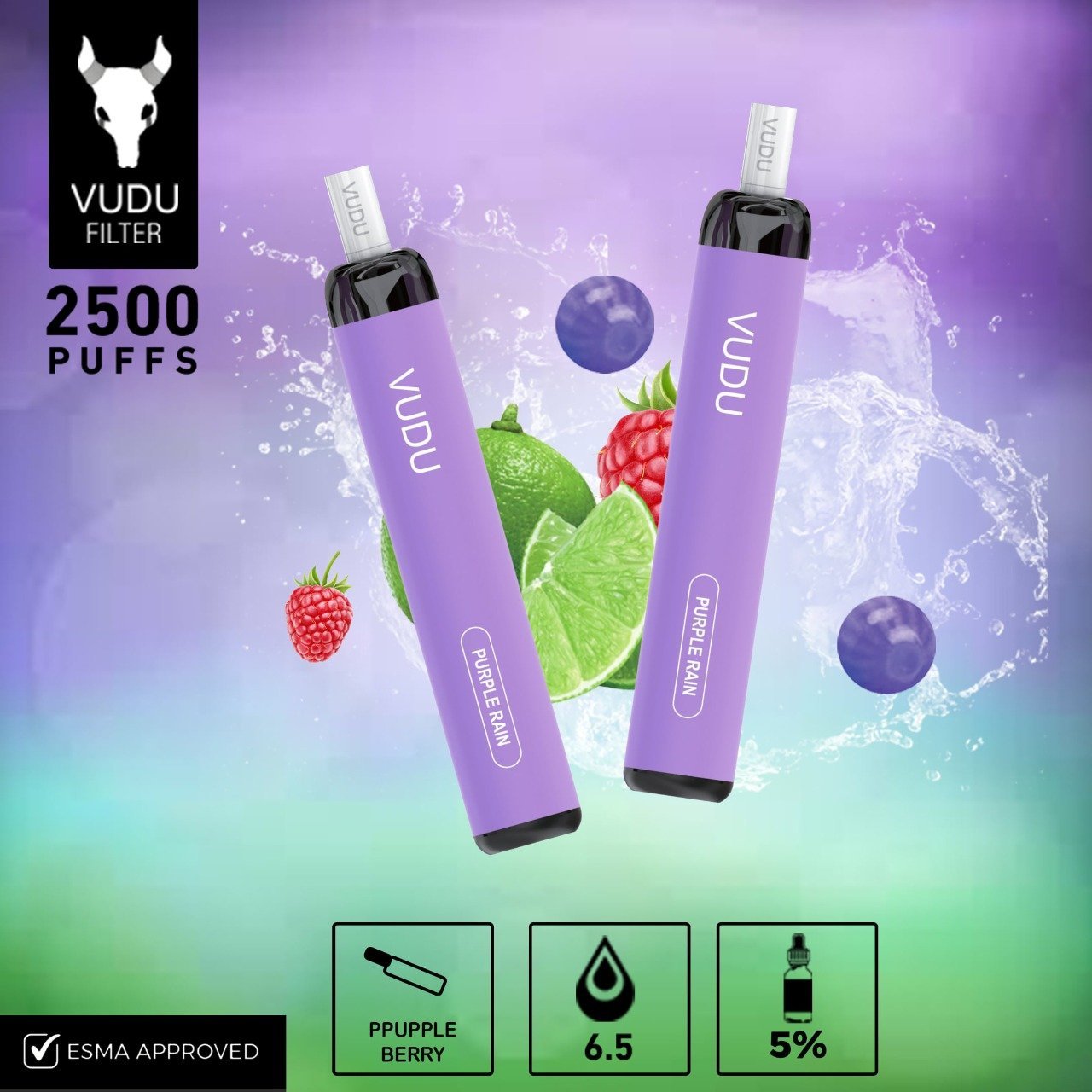 VUDU Filter - Purple Berry Disposable Pod Device (2500 Puffs)