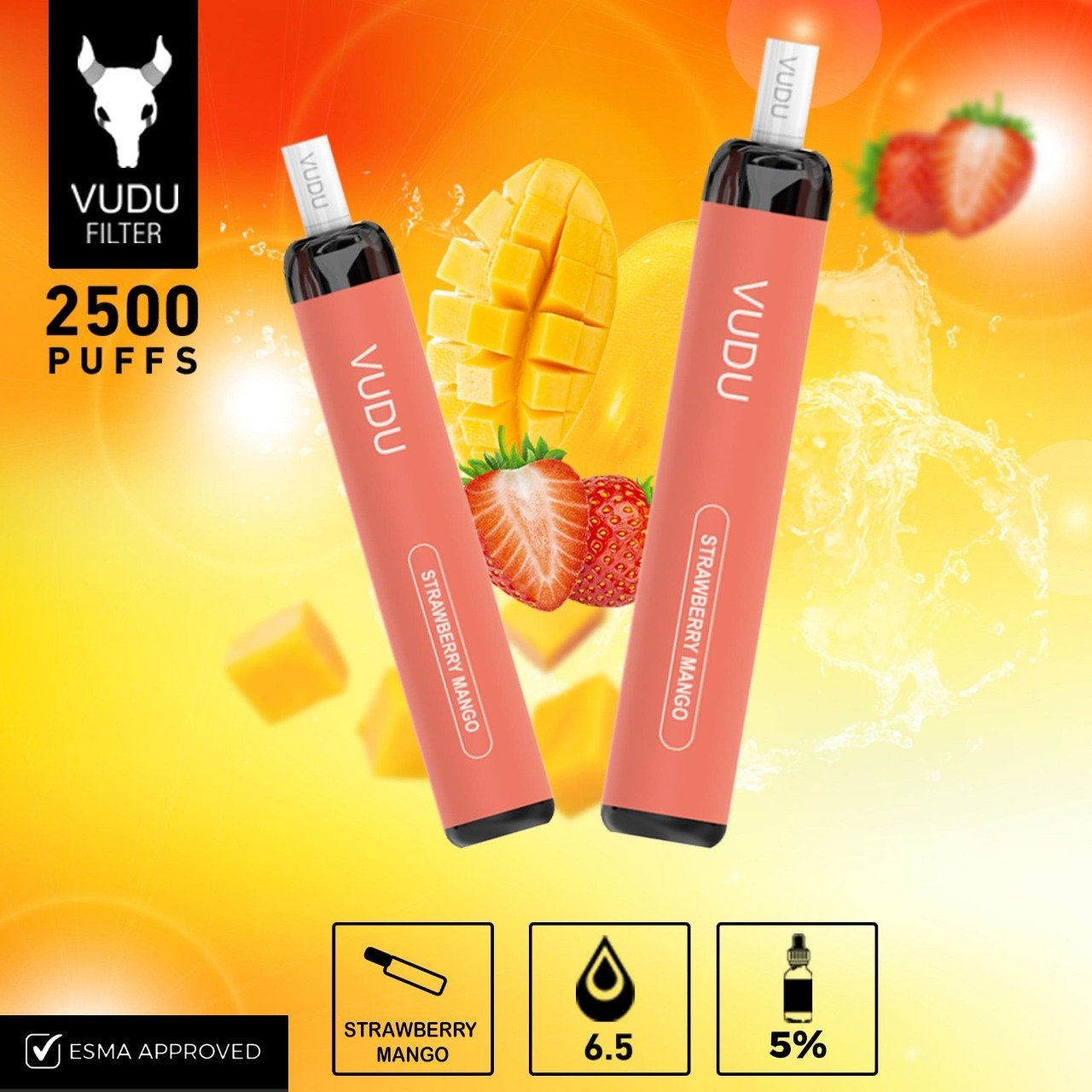VUDU Filter - Strawberry Mango Disposable Pod Device (2500 Puffs)